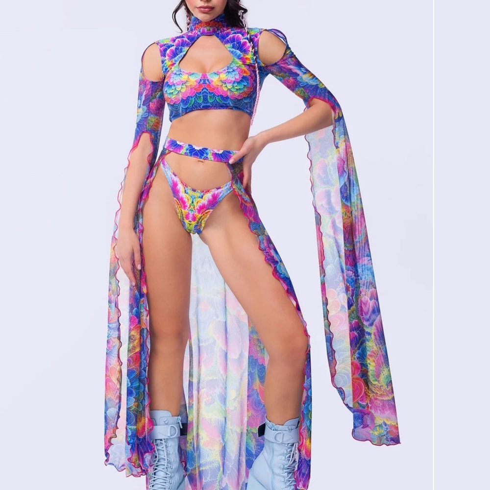 Rainbow Scallop Cutout Two-Piece Set - Women